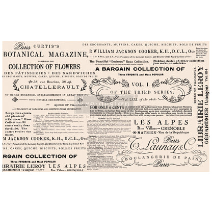 Decoupage - Dekorpapir - Floral Text