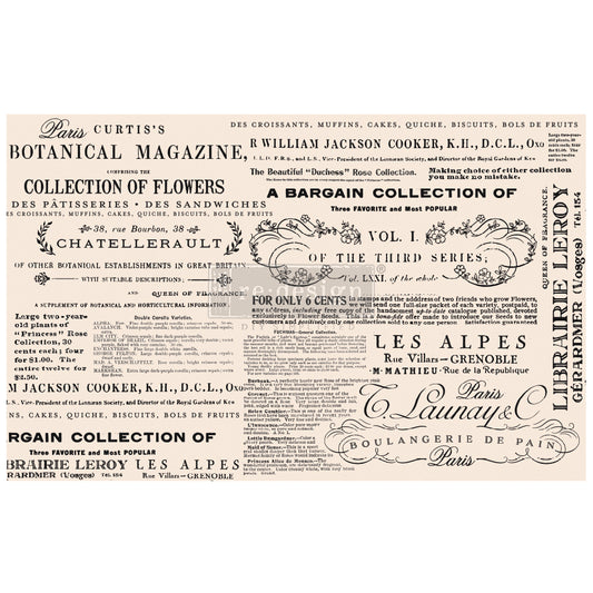 Decoupage - Dekorpapir - Floral Text