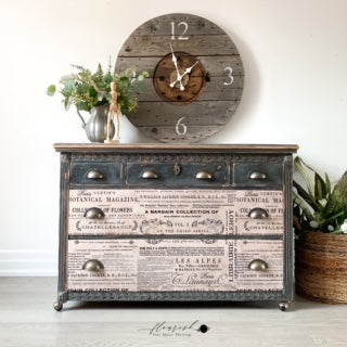 Decoupage - Dekorpapir - Floral Text