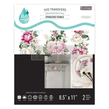 H2O-transfer - Springtime Peonies