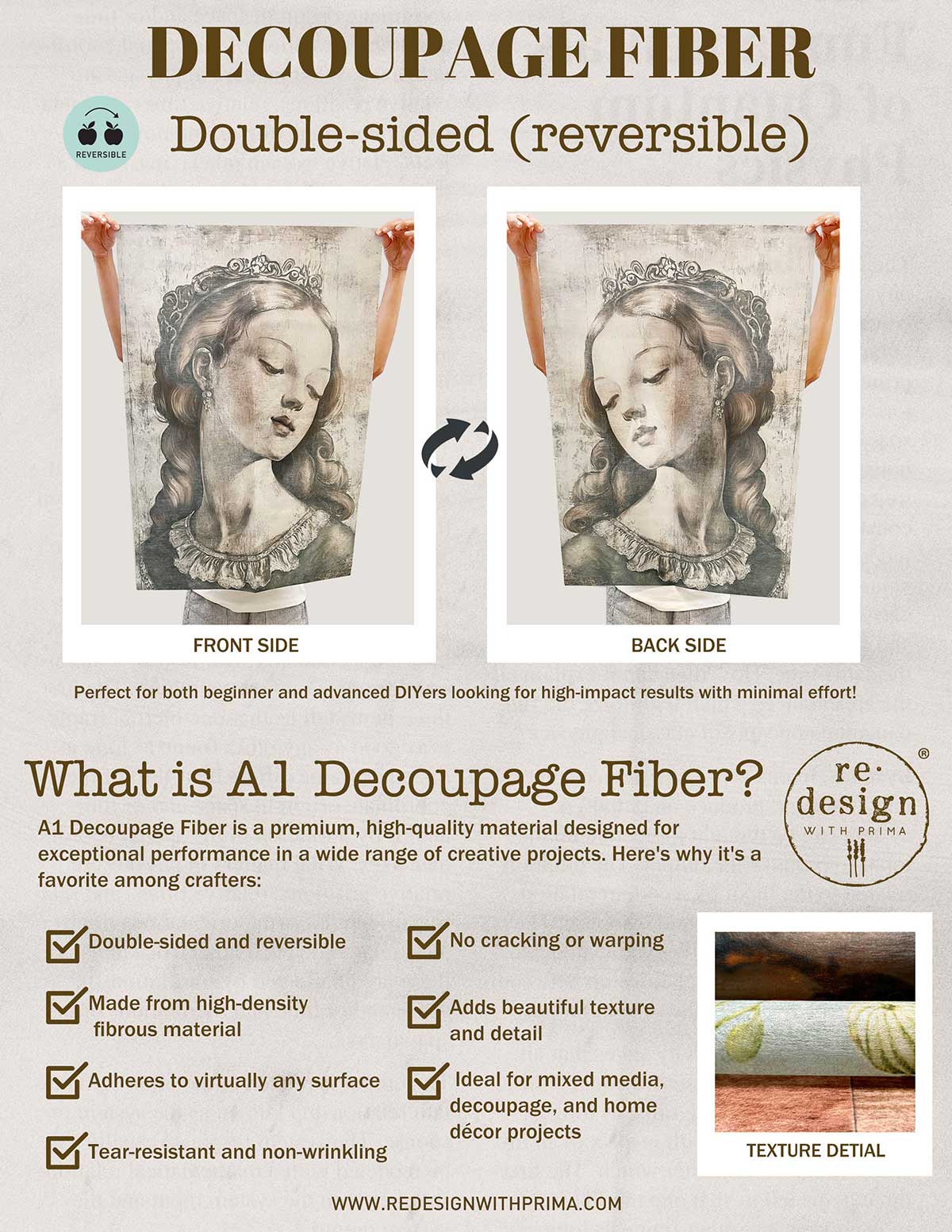 A1 Decoupage Fiber - Sepia Rainforest